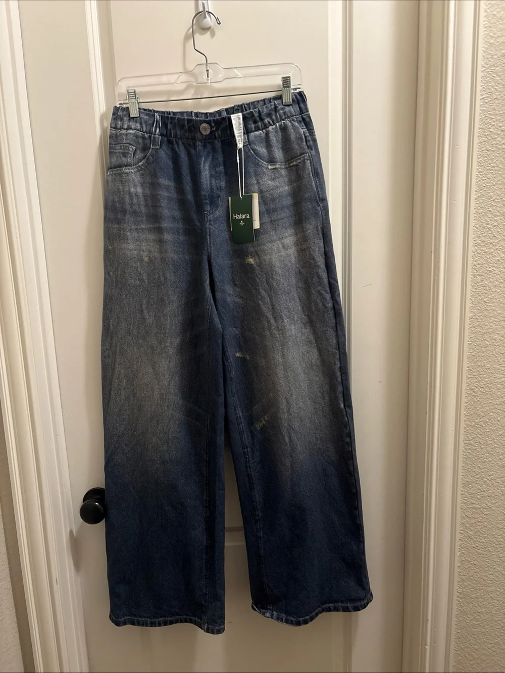NWT Halara Flex™ Mid Rise Washed Baggy Wide Leg Sweatpants Jeans SZ M - Picture 1 of 5